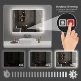 48"x36" Modern LED Smart Mirror Bathroom Mirror, Front Lit & Back Lit With 3 Color Adjustable, T3177P284026