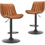 Bar Stools Set of 2, Swivel Adjustable Barstools, Bar Height Stools with Back Support, PU Leather T3623P363387