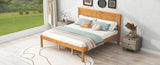 Platform Bed Frame with Headboard, Wood Slat Support, No Box Spring Needed, Queen, Oak WF212813AAN