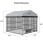 ZUN Large Dog Kennel Outdoor Pet Pens Dogs Run Enclosure Animal Hutch Metal Coop Fence with Roof W1820P178900