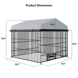 ZUN Large Dog Kennel Outdoor Pet Pens Dogs Run Enclosure Animal Hutch Metal Coop Fence with Roof W1820P178900