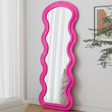 Flannel Full Length Wave rose Floor Mirror for Bedroom living room Hanging or Against The Wall W347P325001