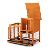 Detachable Rabbit Hutch with Removable Tray and Rolling Casters, Orange W2181P190616