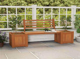 Garden Bench with Planter Boxes - Hardwood Build , Displays Faux Trees/Potted 85862881