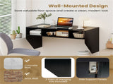 Black Wall-Mounted Floating Computer Desk with 3-Cube Storage, Sturdy Wooden Workstation for Home 63240974