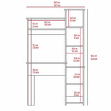 ZUN Smokey Oak 6-Shelf Writing Desk with Built-in Bookcase B06280292