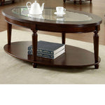 ZUN Transitional 1pc Coffee Table Dark Cherry Open Bottom Shelf Beveled Glass Top Turned Legs Living B011P144698