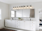 Modern 8-Light Bathroom Vanity Light Fixture - Brushed Nickel Finish with Clear Glass Shades, W1340P206688