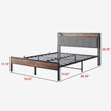 Queen Size Bed Frame, Storage Headboard with Charging Station, Solid and Stable, Noise Free, No Box 81172489