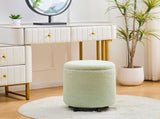 Storage Ottoman Foot Rest Round Footstool Teddy Velvet Footrest Multifunctional Rolling Stool Coffee 23593543
