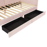 Twin Size L-Shaped Corduroy Daybed,Upholstered Bed Frame with 2 Storage Drawers,Pink N733P171470H
