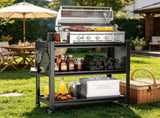 Outdoor Grill Cart Table with Pegboard, Indoor and Outdoor Pizza Oven Table with Lockable 26411499