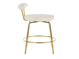 Counter Stool in Gold Metal and Cream Velvet - Set of 2 B202P222098