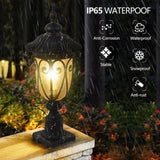 1-pack Vintage Black Outdoor Post Lantern - Waterproof Aluminum Lamp Post Light with Bubble Glass, W1340P239409