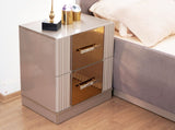 Gold Detailed Nightstand made with Wood in Gray B00957543