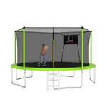 ZUN 14FT Trampoline ,Sports Fitness Trampolines with Enclosure Net, Recreational Trampolines for Outdoor W1163120242