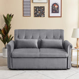 Artemax 55'' Modern Shiny Velvet Convertible Loveseat Sleeper Sofa Couch w/ 2 Lumbar Pillows, W668100736