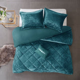 King/Cal King Velvet Duvet Cover Set with Throw Pillow B03596073