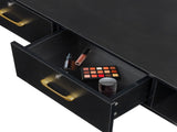 15cm E0 particleboard with hemp surface, two draws and three holes with lock, salon cabinet, black 80275386