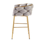 28'' Modern Counter Stools Set of 2,Gray Counter Stools with iron Frame,Soft back and N780P199861G