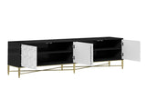 Modern Black and White Color Scheme Press Design 4 Door Cabinet, Living Room TV Stand T3609P347452