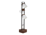 Bento 67.5" Contemporary Metal Floor Lamp in Black Metal and Walnut Wood with White Shade B202P224134