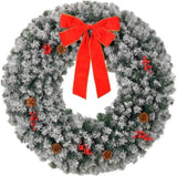 24in Pre-lit Battery Powered Christmas with Remote, Lighted Snow Flocked Artificial Xmas 84305804