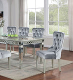 Classic Gray Flannelette 2pcs Sides Crystal-like Acrylic Buttons Upholstered Wingback Dining B011P306179