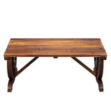 2-Person Rustic Garden Bench, Outdoor Wagon Wheel Porch Bench for Backyard Patio Garden, Brown 90362305