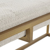 ZUN Button-tufted Upholstered Metal Base Accent Bench B03548754