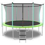 ZUN 8ft Green Outdoor Toddler Trampoline with Enclosure Safety Net Jumping Fun Trampoline, heavy-duty 08234798