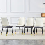 ZUN A modern dining chair with a white dark gray dual tone PU leather backrest and black metal legs, W1151138287