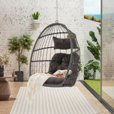 ZUN Outdoor Garden Rattan Egg Swing Chair Hanging Chair W874127488