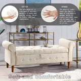 62" Bedroom Tufted Button Storage Bench, Modern Fabric Upholstered Ottoman, Window Bench, Rolled Arm W1853112515