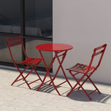 3 Piece Patio Bistro Set of Foldable Round Table and Chairs, Red W1586P143160