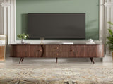 70 Inch Mid Century Modern TV Stand, TV Stand for 80 Inch TV, TV Stand with Tambour Doors, Fluted N710P419840P