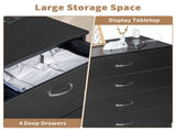 PB Wood Simple 4-Drawer Nightstand Dresser with USB Ports & Outlet Black 65945830