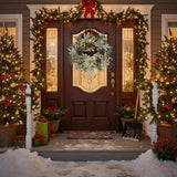 20 Inch Christmas Door Wreath with Warm Lights, Holiday for Entryway Front Door Christmas 19886674