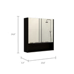 ZUN Jaspe Mirror Cabinet, Three Internal Shelves, One Open Shelf, Double Door Cabinet -Black B20091914