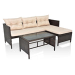 ZUN 3 Piece Outdoor PE Rattan Furniture Set, Patio Black Wicker Conversation Loveseat Sofa Sectional 41175720