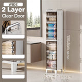 Small Narrow Storage Cabinet with Doors and Shelves Slim Waterproof Bathroom Storage Organizers 56529672