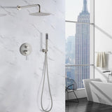 Wall Mounted Round Shower Combo Set with 10" Rain Shower head and Handheld Shower Head Set with W121957635