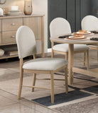 Natural Finish Dining Side Chairs Set of 2, Beige Fabric Upholstered Seat Back Classic Luxury Dining B011P285301