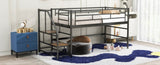 Mid Loft Bed with Storage stairs, Twin, Black MF323325AAB