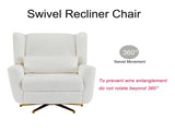 Power Recliner Chair Swivel,Boucle Upholstered 360&deg Swivel Recliner with gold 5 star base-Beige N771P298185M