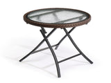 Outdoor Side, Round Rattan Patio Side, Small Foldable Wicker with Tempered Glass 95990667