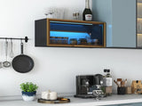 Large-Capacity Spice Rack Wall Mounted Storage Cabinet, Black Hanging Kitchen Pantry with Up-Flip W331P379953