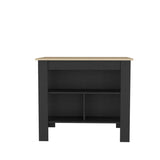 ZUN Aztec Kitchen Island in melamine with open storage, Light pine + black B128P227634