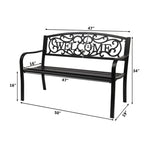 ZUN 50" Outdoor Welcome Backrest Cast Iron Bench 27571420