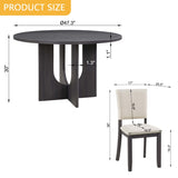 47.3" Round Dining Set with 4 Upholstered Dining Chairs, Modern Round Dining Table Set for 4, 21351538